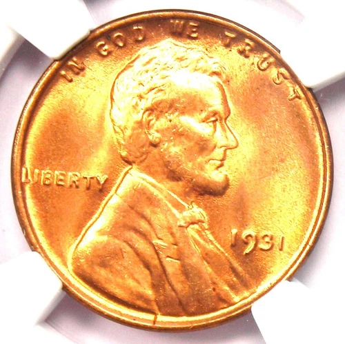 1931-P Lincoln Wheat Cent Penny 1C 1931. NGC MS67+ RD Plus Grade - $10,750 Value