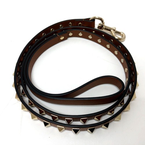 VALENTINO studded lead Pets Lead Leather Brown/GoldHardware/Gold studs - Picture 3 of 8