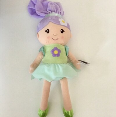NEW Soft Baby Doll 17  Toy Paisley the Pixie Purple Hair Green Dress | Russ