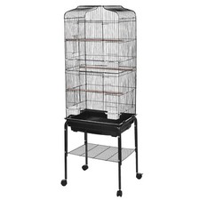 137cm Vogelbauer mit Rollständer Wellensittich Kanarien mit Freisitz und Zubebör