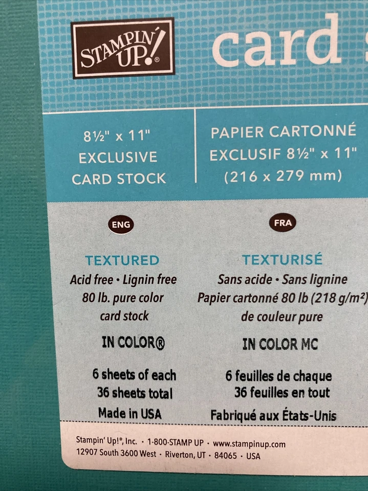 Stampin' Up!  CARDSTOCK TEXTURED IN COLOR - 6 of each color #115719 8.5"X11" - Image 2 of 3