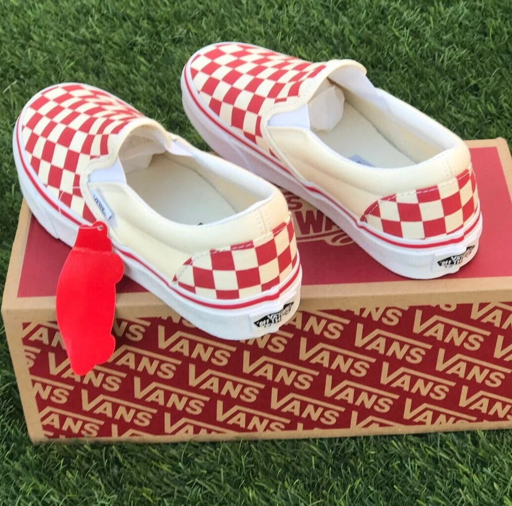 Vans red slip on womens Clearance