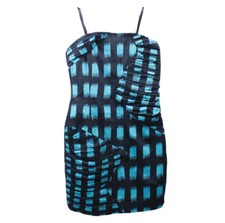 BCBGeneration Women's Abstract Print Strapless Mini Dress, Size 4 Black Teal