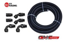 AN8 12FT  Black Nylon Black PTFE Feed/Return Hose Oil/Gas Fitting