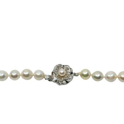 Rosy Semi Baroque Japanese Saltwater Akoya Pearl Necklace Sterling 18.25" Vtg - Picture 2 of 4