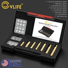 7-Pieces Bore Sight Kit Brass Red Dot Laser Bore Sighter For Rifle Scope Hunting