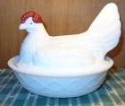 Vintage Westmoreland Milk Glass Rooster Chicken Hen on Nest Covered Candy Dish
