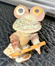 Cute Sea Shell Frog Figurine 2.5"