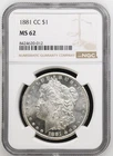 1881 CC Morgan Silver Dollar NGC MS-62 Flashy PL Surfaces