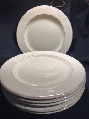 Toscana Dinner Plates Set of 6 Italian Style Ivory Earthenware Cream Rustic Rim