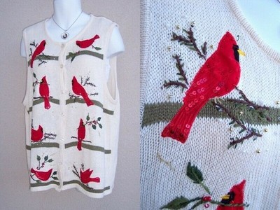 White Stag NEW Cardinal Bird sweater vest plus size 1x XMAS IN JULY knit top NWT