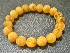 Gorgeous Natural Baltic Amber Bracelet for men/women-12g - 7  round - 10mm beads
