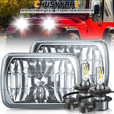 Pair 7x6 Headlights Hilo Beam Drl H6054 For 1986 1987-1995 Jeep Wrangler Yj
