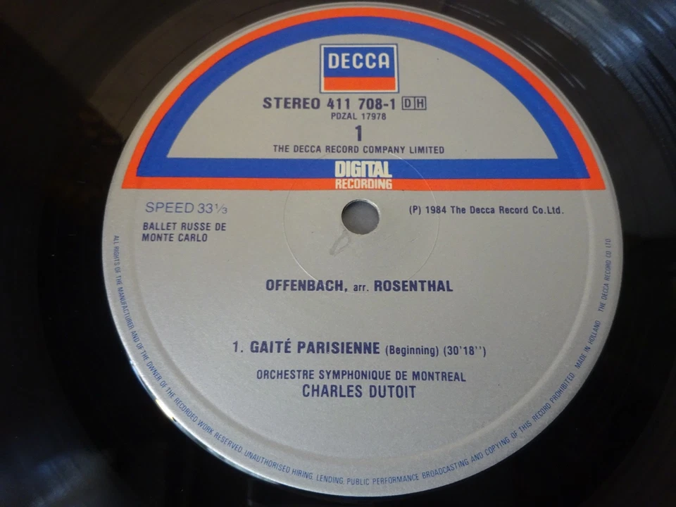 NM OFFENBACH: GAITE PARISIENNE / GOUNOD LP, Montreal SO, Dutoit, DECCA 411 708-1 - Image 3 of 4