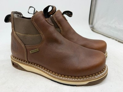 Georgia Boot AMP LT Wedge Steel Toe Waterproof Chelsea Work Boot Mens Brown - 10