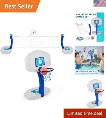 Easy-Setup 2-in-1 Pool Volleyball & Basketball Combo - Perfect for Outdoor Play