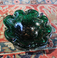 vintage handblown murano artglass sommerso aventurine bullicante catchall - 6"
