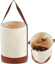 Canvas Bucket Tool Bag 17" X 12" Made of No. 4 Canvas with Leather Bottom Tool B