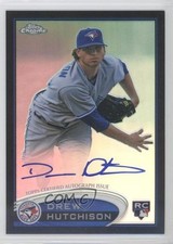 2012 Topps Chrome Rookie Black Refractor 43/100 Drew Hutchison #193 Auto 2v9