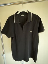 Dior Men's Black Polo Shirt Bee Embroidered Cotton Piqu  Short Sleeve