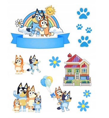 Blue Bingo Hunde Essbar Tortenaufleger Torte Geburstag Zuckermasse +NAME