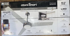Atomi Smart Brushed Black Steel 52" Smart WiFi 3-Blade LED Ceiling Fan BRAND NEW