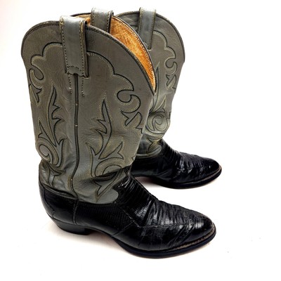 Justin Patchwork Cowboy Boots Exotic Teju Lizard Reptile Men s 9 D Western