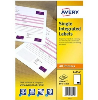 Avery A4 Adressetiketten Rechnung Versandschein 1 pro Blatt weiß L4836 1000 Blatt