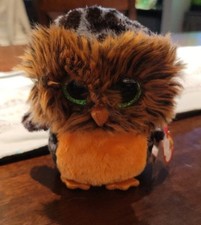 Ty Beanie Boos 6" Midnight the Orange & Green Owl with Glitter Eyes Halloween