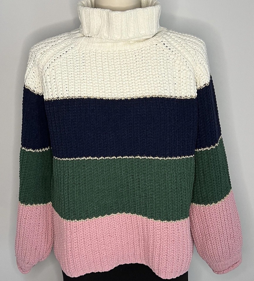M&S Marks & Spencer Women’s Chunky Knit Jumper Sz M Thick Pullover Roll Neck Gc