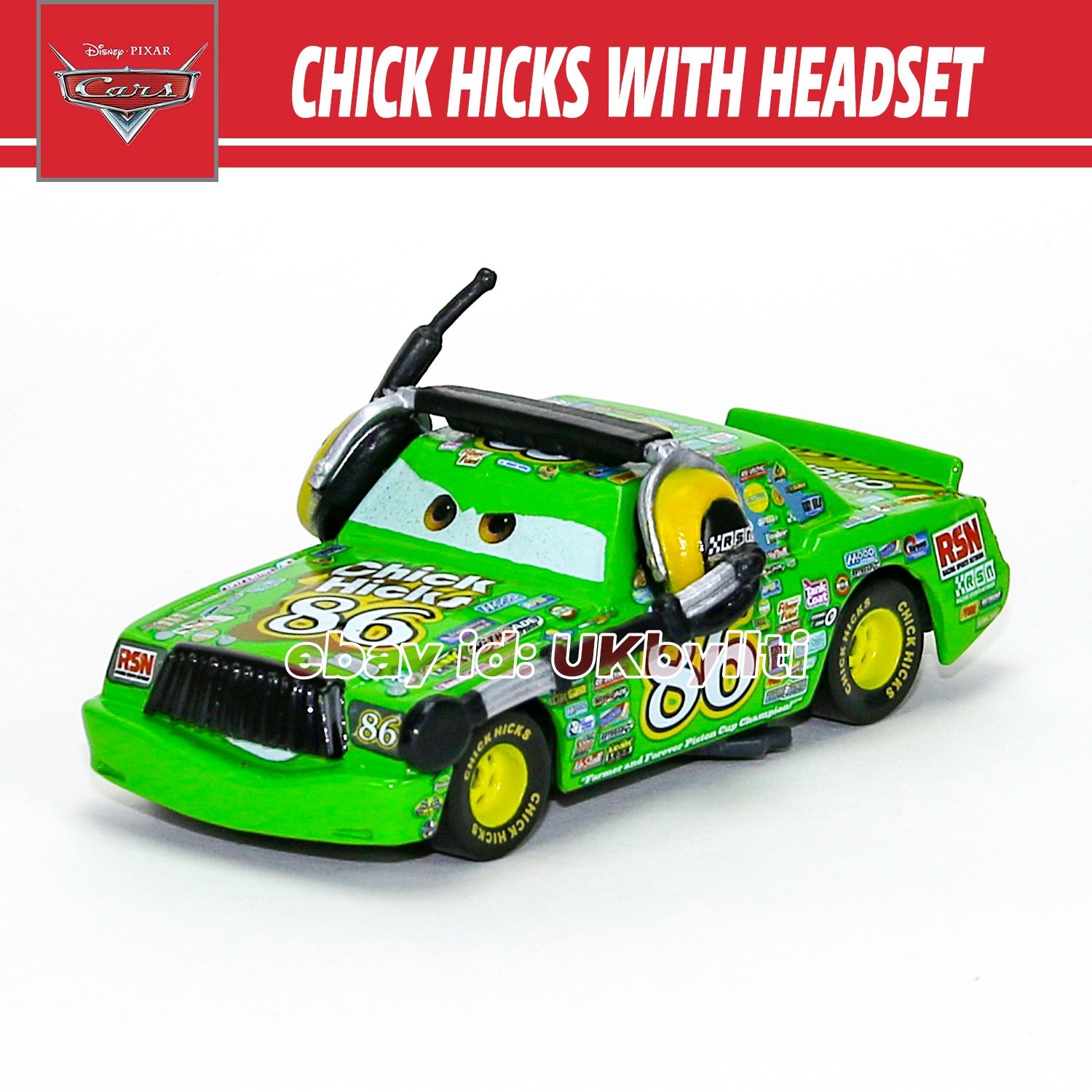 Disney Pixar cars 3 Movie Doubles CHICK HICKS with Headset 1:55 Diecast Car Toy