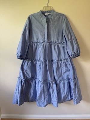 & other stories Women s Voluminous Tiered Puff Sleeve Midi Dress Sz 4