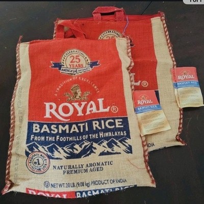 ROYAL Basmati Rice Tote Bag Zip Shut Handles Heavy Duty Woven Storage Burlap NEW