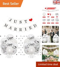Just Married Balloon & Silver Confetti Decoration Set for Weddings and Showers