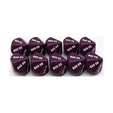 Koplow Dice d10 Decimal Dice - Purple w/White (Ten-Thousands) (10) New