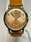 Vintage Timex Marlin Manual Wind Watch 33mm Gold Sunburst Dial Serviced Runs