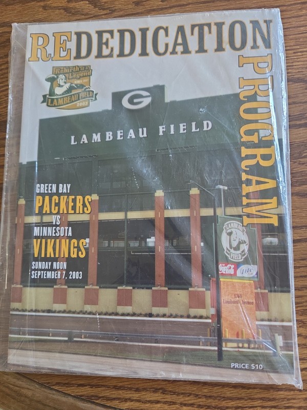 2003 Packers v Vikings Program Lambeau Field Rededication September 7