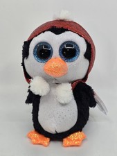 Ty Beanie Boos GALE the Penguin Glitter Eyes  Red Hat NEW w Tag Protector 6"