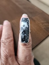 Wild Horse Jasper 925 Sterling Silver Jewlers Overl Ring Rectangle Size 6 NWOT
