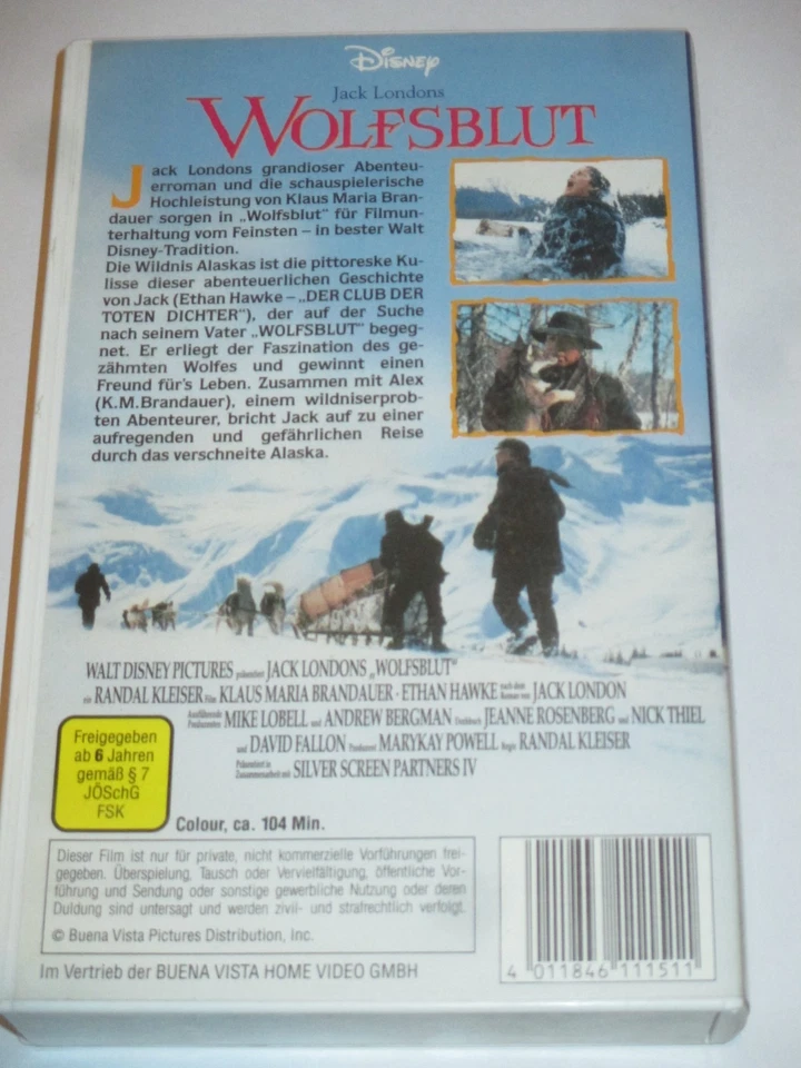 Walt Disney - Wolfsblut - VHS/Abenteuer/Ethan Hawke/Klaus Maria Brandauer/Holo - Bild 2 von 2