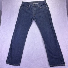 Levi s 505 Jeans Regular Fit Straight Men s 36x34 32 Dark Wash 100 Cotton Y2K