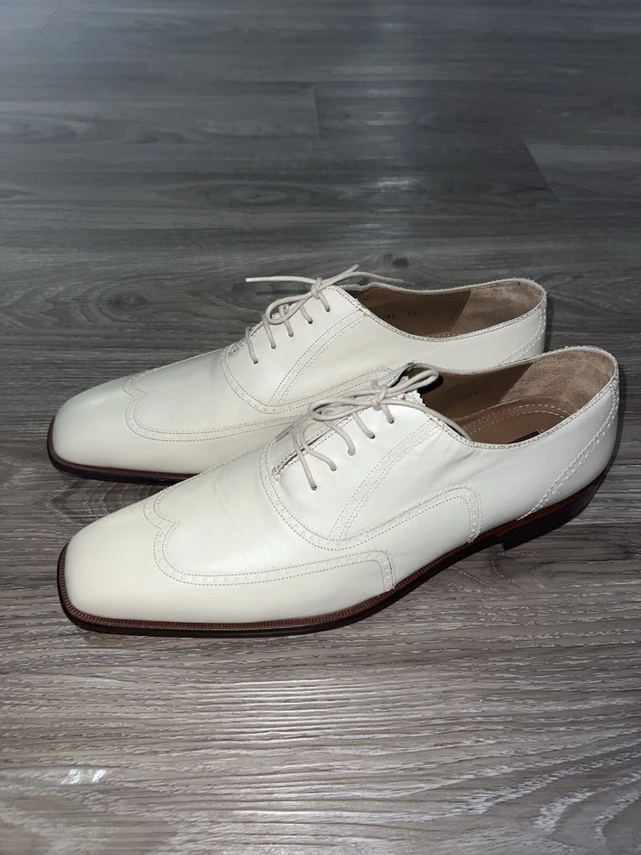 Zapatos de vestir Mezlan para hombre, talla 13B, blancos, con cordones hechos en España Foto 2 de 4