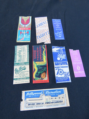 1930s 8 Hollywood CA Matchcovers, Gotham 7 Seas The Jade Earl Carroll Sardi's