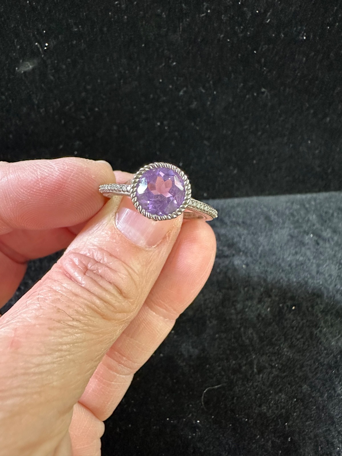 Judith Ripka Sterling Silver Pink Stone Cz Ring Size 11