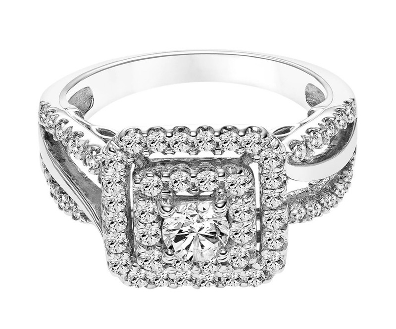 Simply Vera Wang 14k White Gold 1 Carat T.W. Diamond Square Halo Engagement Ring