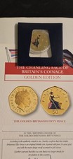 2008 Golden Britannia 50p 24ct Gold Layered Colour Coin COA London Mint Folder