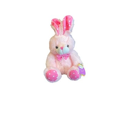 Rite Aid Home Kids 12'' Plush Bunny Pink Polka Dot Bow Fuzzy Easter Friends NEW