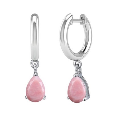 Ohrhänger 2 kt natürlicher rosa Opal im Birnenschliff 14 kt Weißgold plattiert 925