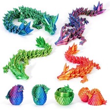 3D Printed Dragon Eggs 4PCS, Articulated Crystal Animal Fidget Toys for Kids 5-7