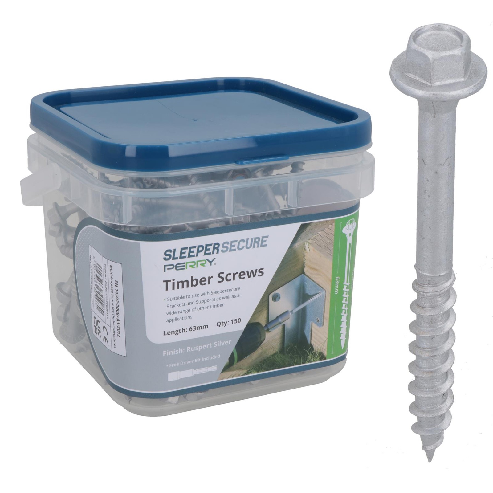 63mm Timber Sleeper Wood Screws For Railway Sleepers Hex Head Silver 150pc